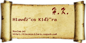 Hlavács Klára névjegykártya