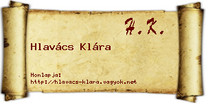 Hlavács Klára névjegykártya